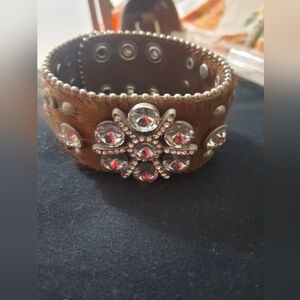 horse hair cowgirl cowboy western bracelet with rhinestones snaps Vtg
